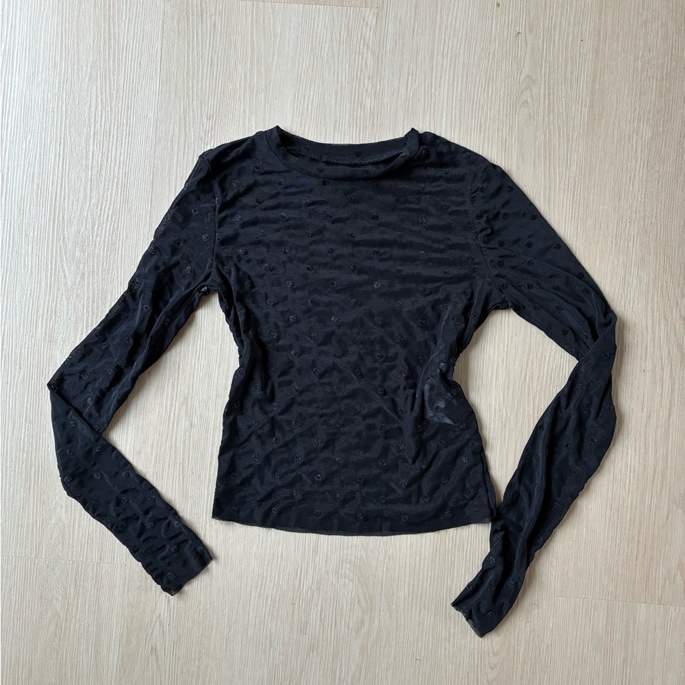 Mesh polka dot Long Sleeve Top